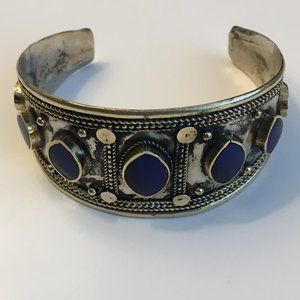 Dark Blue Coral Tribal Cuff Bracelet
